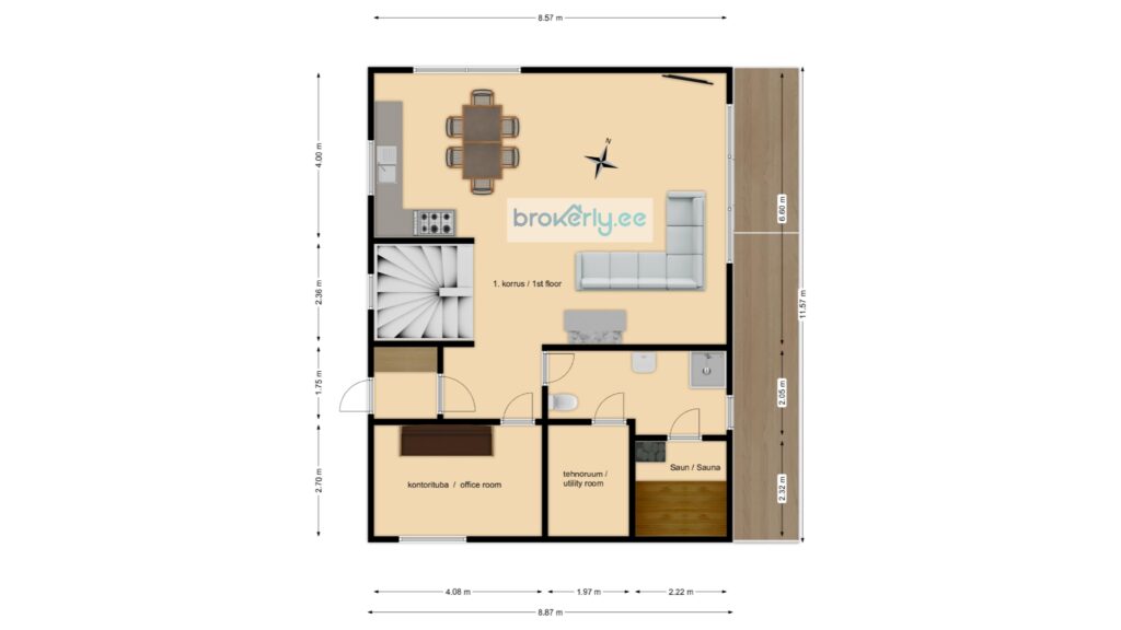 Floor plan of Kakumäe house, 1st floor