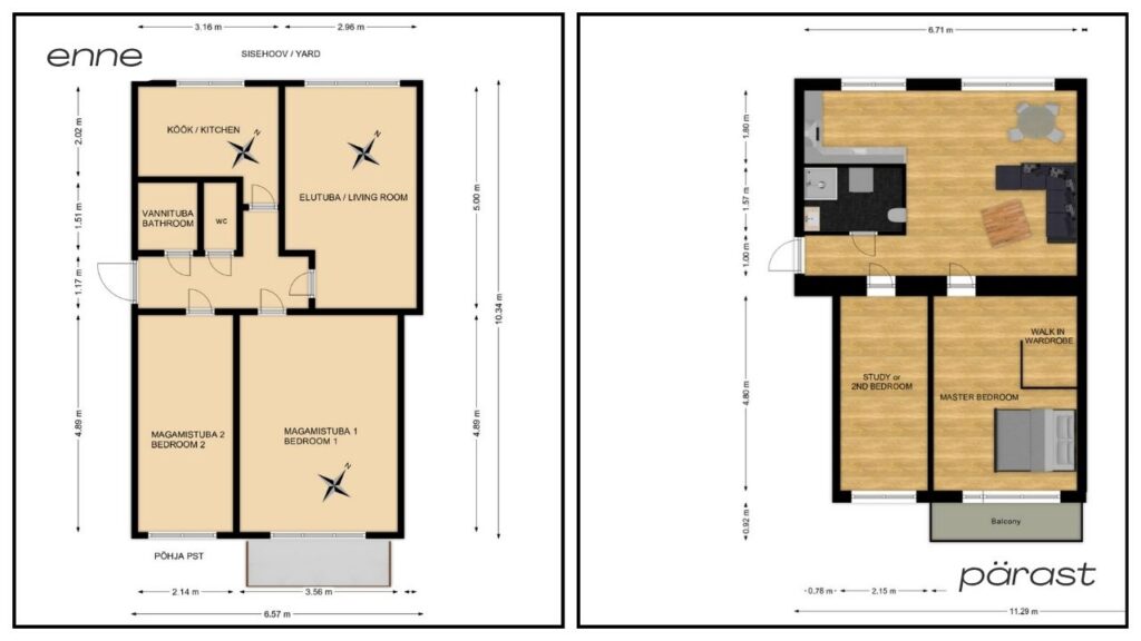 korteri flippimine - pürandaplaan enne ja pärast