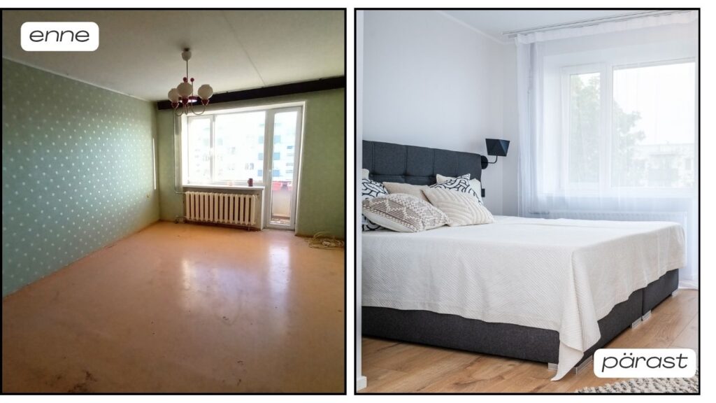 Copy of Grey and Beige Minimalist Collage Before After Fashion Style YouTube Thumbnail 2 Tartu korteri flippimise lugu – kuidas vanast korterist sai uus kodu Brokerly, we do more.