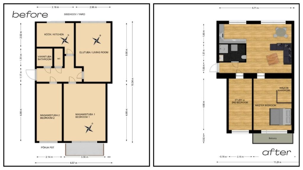 Grey and Beige Minimalist Collage Before After Fashion Style YouTube Thumbnail 1 Our Tartu Apartment Flipping Story – From Outdated Flat to Modern Home Brokerly, we do more.