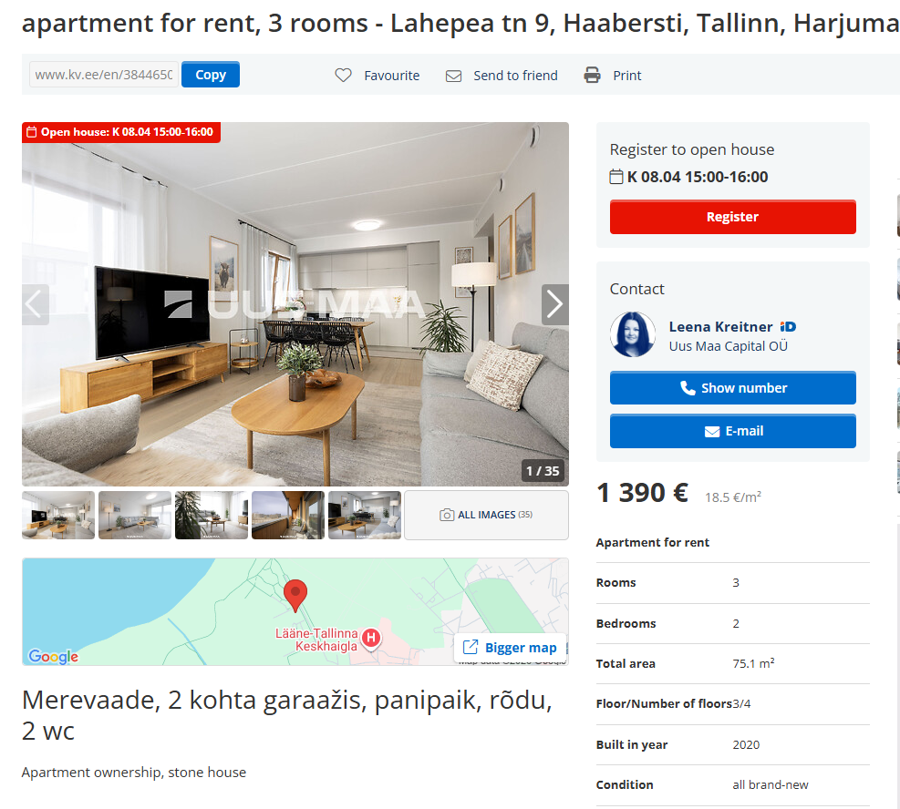 haabersti rent1 Mortgage Calculator as an Initial Indicator of an Apartment’s Market Value Brokerly, we do more.