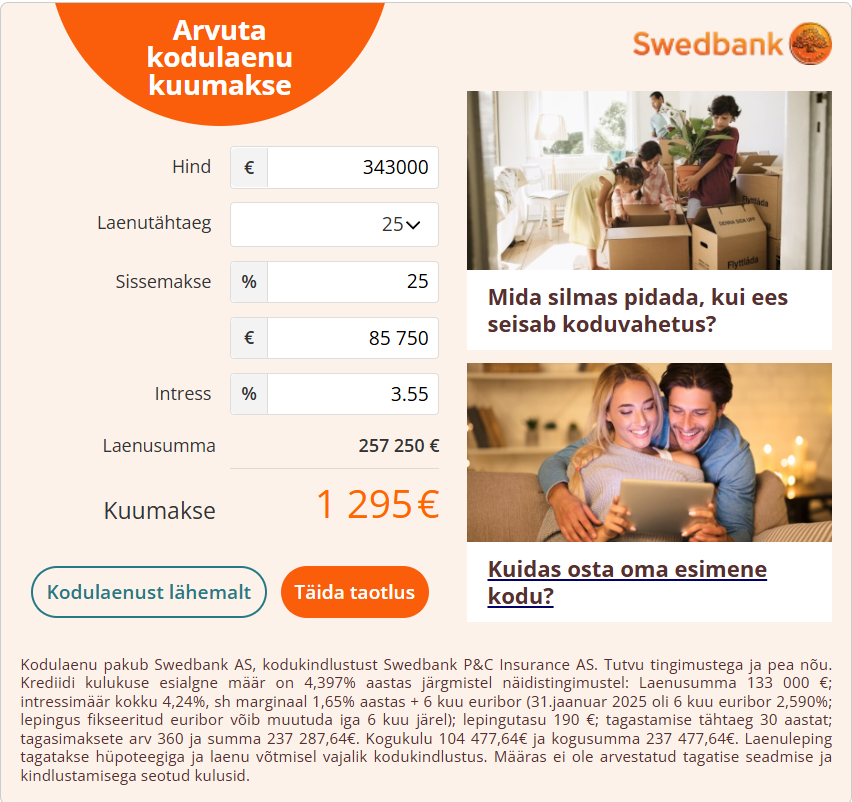 lammi8 kalkulaator Laenukalkulaator kui esmane hinnang korteri turuväärtusele Brokerly, we do more.