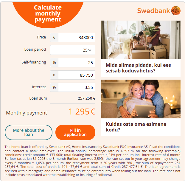 lammi8 swedbank calculator Mortgage Calculator as an Initial Indicator of an Apartment’s Market Value Brokerly, we do more.